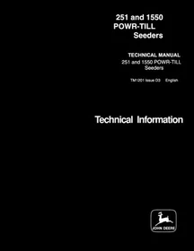 John Deere 251, 1550 Powr-Till Seeder Service Manual Repair Shop Technical Book