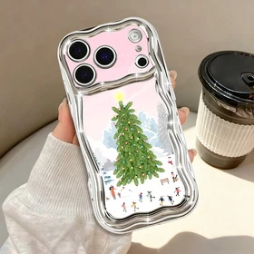 Winter Scenery Plating Wavy Case For iPhone 17 Pro Max Air 16 15 14 13 12 Cover