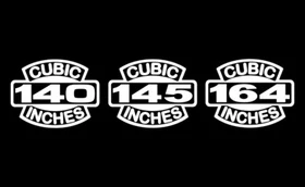 2 AIR COOLED ENGINE DECALS 140-145-164 CI FLAT SIX MOTOR STICKERS CORVAIR 60-69