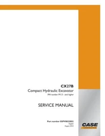 Case CX27B Tier 4 Crawler Excavator Service Manual Repair Shop Book