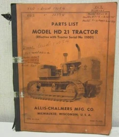 Allis-Chalmers Parts Lists/Catalogs Tractors Trucks Diesel Units Gradebuilders..