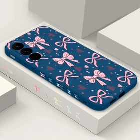 For Samsung S26 Ultra S25 FE S24 A56 S24 A57 Cute Bow Silicone Phone Case Cover