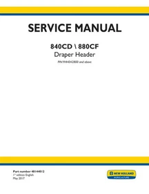 New Holland 840CD, 880CF Draper Header Service Manual Repair Shop Book
