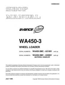 Komatsu WA450-3, WA450-3MC Avance Plus Loader Material Handler Service Manual