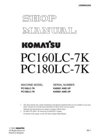 Komatsu PC160LC-7K, PC180LC-7K Hydraulic Excavator Service Manual
