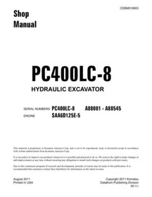 Komatsu PC400LC-8 Hydraulic Excavator Service Manual
