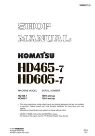 Komatsu HD465-7, HD605-7 Dump Truck Service Manual