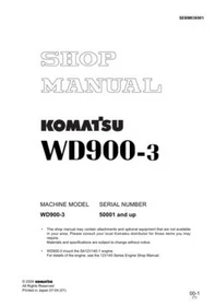 Komatsu WD900-3 Wheel Dozer Bulldozer Repair Shop Service Manual Workshop Book