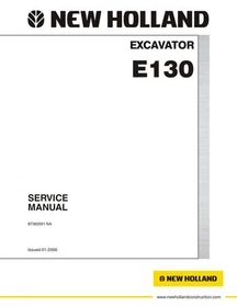 New Holland E130 Excavator Service Manual Repair Shop Book
