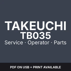 Takeuchi TB035 Compact Excavator Parts Catalog Manual