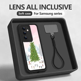 Christmas Tree Case With Lanyard For Samsung S25 S24 S23 A16 A17 Silicone Cover