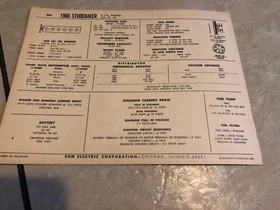 1966 Sun Electric Car Specs Sheet Chart AM Chrysler Ford GM Buick Mercury Part 2