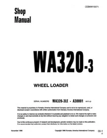 Komatsu WA320-3, WA320-3LE Wheel Loader Service Manual