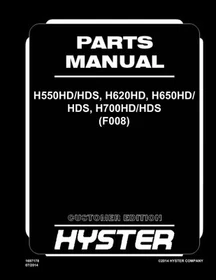 Hyster H550HD/HDS,H620HD,H650HD/HDS,H700HD/HDS F008 Forklift Parts Manual Book
