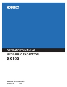 Kobelco SK100 Excavator Service Manual, Parts Catalog & Operator's Manual