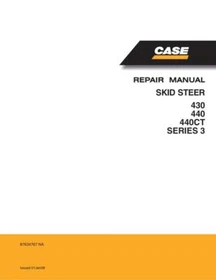 Case 430, 440, 440CT Series 3 Skid Steer Loader Service Manual Repair Shop Book