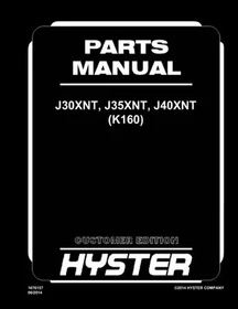Hyster J30XNT, J35XNT, J40XNT (K160) Forklift Parts Manual Catalog Diagram Book
