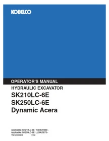 Kobelco SK210LC-6E Excavator Service Manual, Parts Catalog & Operator's Manual