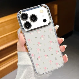 Floral Shockproof Plating Clear Case For iPhone 17 Pro Max Air 16 15 14 13 Cover