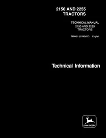 John Deere 2150, 2255 Tractor Service Manual Repair Shop Technical Book