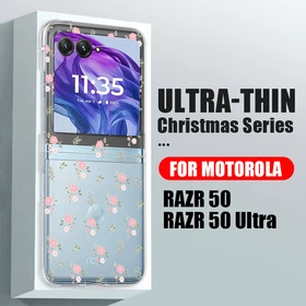 For Motorola Razr 60 50 40 Ultra ShockProof Flower Clear Hard Folding Case Cover