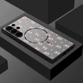 Phone Case For Samsung S25 Ultra S24 FE S23 S22 Plus Flower Magsafe Magnet Cover