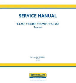 New Holland T4.75F,T4.85F,T4.95F,T4.105F Tractor Service Manual Repair Shop Book