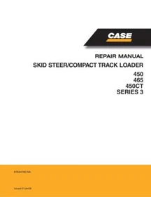 Case 450, 465, 450CT Series 3 Skid Steer Track Loader Service Manual Repair Shop