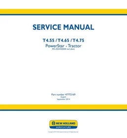 New Holland T4.55, T4.65,T4.75 PowerStar Tractor Service Manual Repair Shop Book