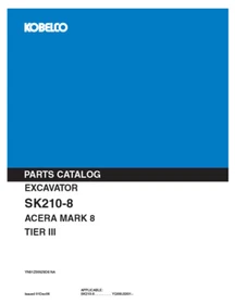 Kobelco SK200-8, SK210LC-8 Excavator Service, Parts Catalog & Operator's Manual
