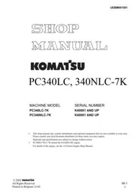 Komatsu PC340LC-7K, PC340NLC-7K Hydraulic Excavator Service Manual