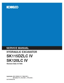 Kobelco SK115DZLC IV, SK120LC IV Excavator Service, Parts Catalog & Quick Ref.