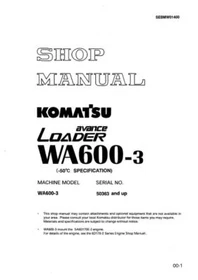 Komatsu Avance WA600-3 Loader Repair Shop Service Manual Workshop Book