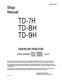 Komatsu TD-7H, TD-8H, TD-9H Crawler Tractor Repair Shop Service Manual Workshop