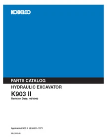 Kobelco K903-II Excavator Service, Parts & Operator's Manual, Quick Reference