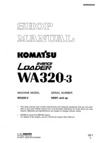 Komatsu WA320-3 Avance Loader Wheel Loader Service Manual