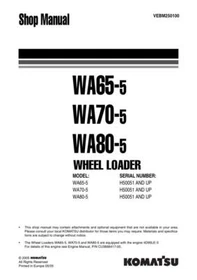 Komatsu WA65-5, WA70-5, WA80-5 Wheel Loader Service Manual