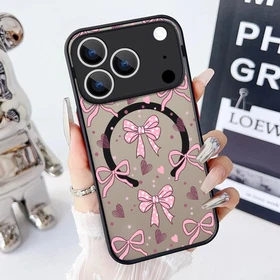 For iPhone 17 16 Pro Max 17e 16e 15 14 13 Cute Bow Magsafe Shockproof Case Cover