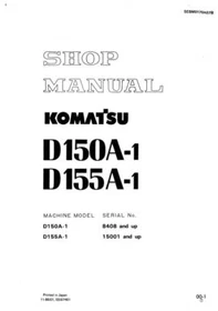 Komatsu D150A-1,D155A-1 Dozer Bulldozer Repair Shop Service Manual Workshop Book
