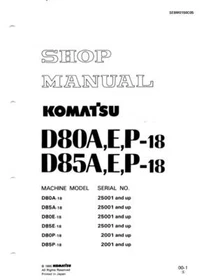 Komatsu D80A-18,D80E-18,D80P-18,D85A-18,D85E-18,D85P-18 Bulldozer Service Manual