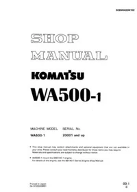 Komatsu WA500-1 Wheel Loader Repair Shop Service Manual Workshop Book