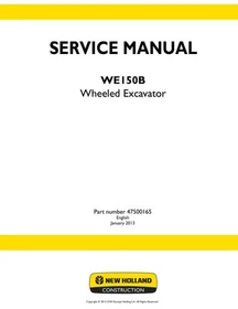 New Holland WE150B Wheeled Excavator Service Manual Repair Shop Book