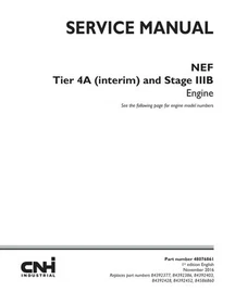 New Holland NEF Tier 4A & Stage IIIB F4DFE413A, F4HFE614E Engine Service Manual
