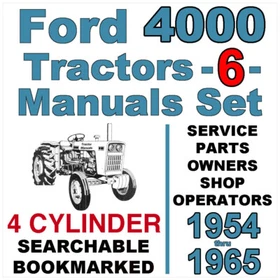 Ford 4000 Series 4 Cylinder Tractor SERVICE, PARTS, OWNERS -6- Manuals 1954-1965