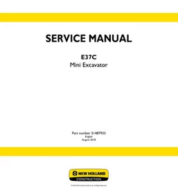New Holland E37C Mini Excavator Service Manual Repair Shop Book
