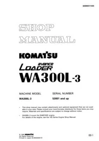 Komatsu WA300L-3 Avance Loader Wheel Loader Service Manual