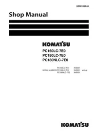 Komatsu PC160LC-7E0, PC180LC-7E0,PC180NLC-7E0 Hydraulic Excavator Service Manual