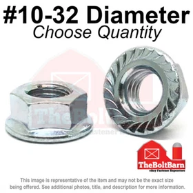 #10-32 Case Hardened Serrated Flange Whiz Lock Nuts Zinc FINE (Pick Quantity)