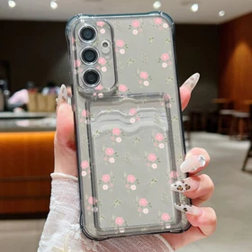 For Samsung S25 Ultra S24 FE S23 A56 A16 A52 A55 Card Pocket Silicone Case Cover
