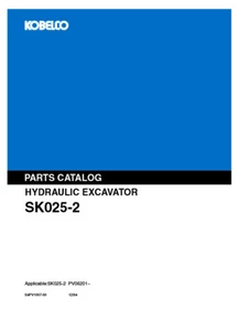 Kobelco SK025SR-2, SK030SR-2, SK035-2 Service, Parts & Operator's Manual